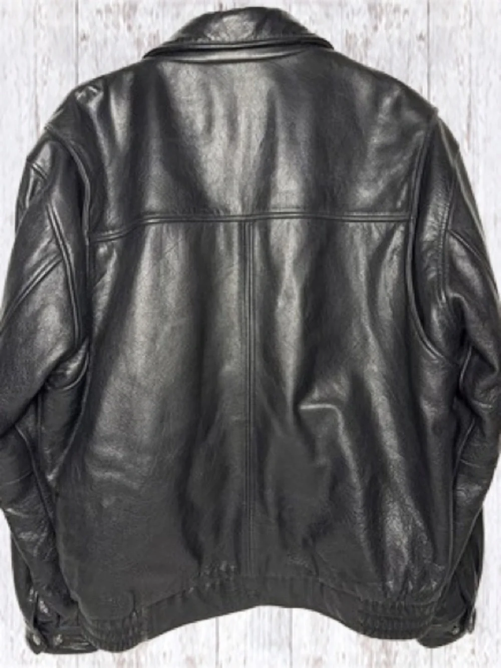 EUC Vintage Boston Outfitters Black Leather Bomber Jacket Size XXL